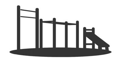 Fitness- und Kletteranlage für Spielplätze und Außenbereiche Icon einer Outdoor-Fitnessanlage mit Kletterelementen und Rutsche für Spielplätze